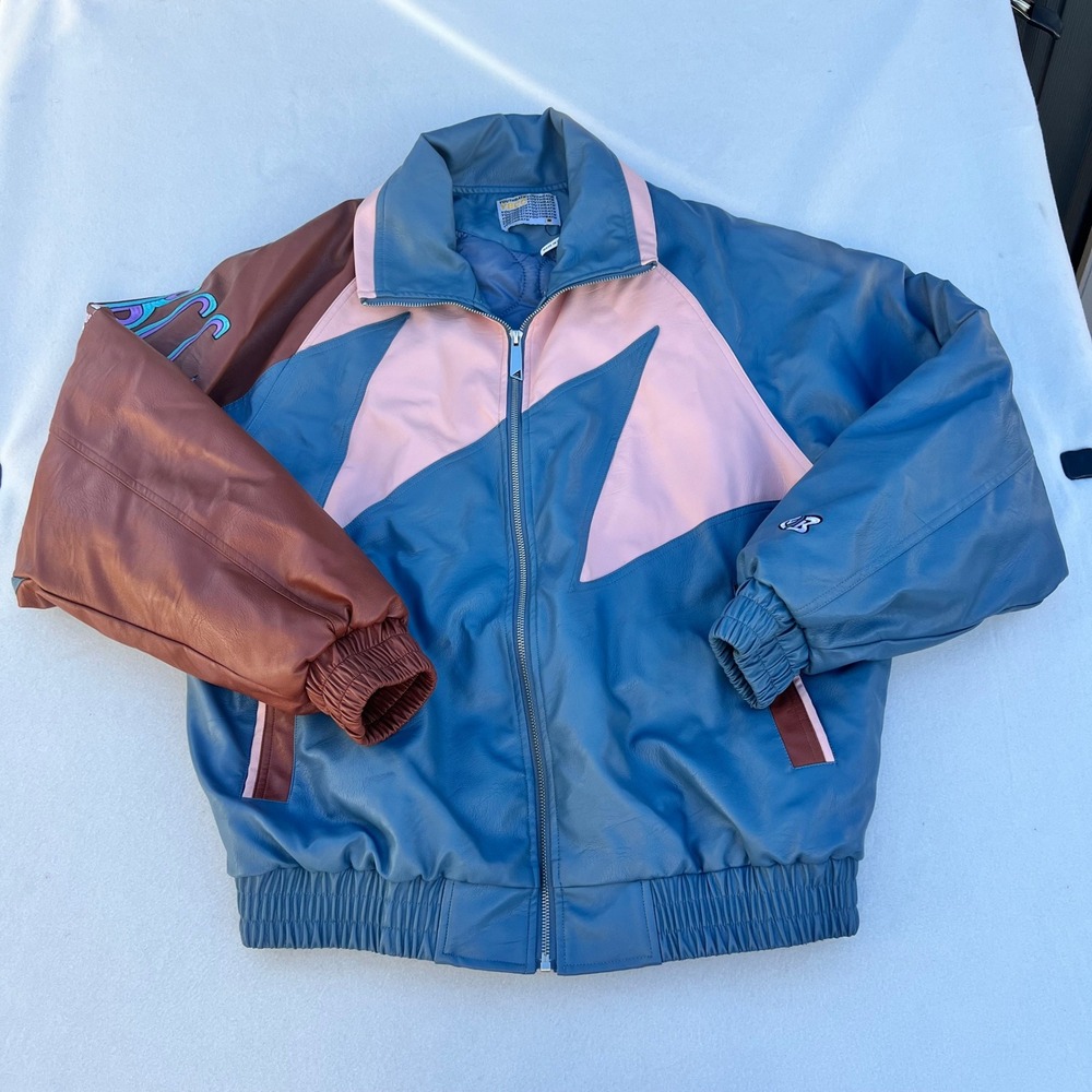 YOUTHBATH Bomber Jacket Blue Brown Pink Stars Embroidered YBCC Mens‎ M